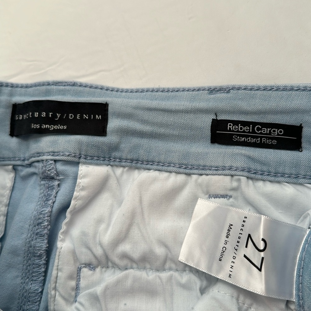 Sanctuary Rebel Ultra Pale blue casual stretch cargo jogger pants - Picture 6 of 15